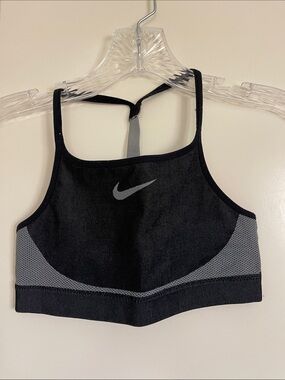 Nike Black and Gray Racerback Sports Bra youth